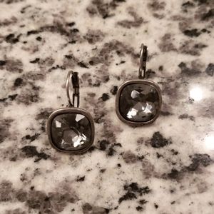 Large Gray Rhinestone Earrings